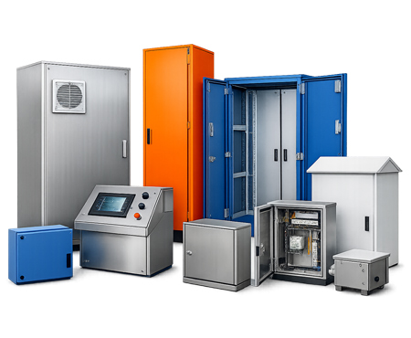 Schaltschränke/Gehäuse in Sonderausführungen wie Farbe, Ausschnitt nach Kundenanforderungen